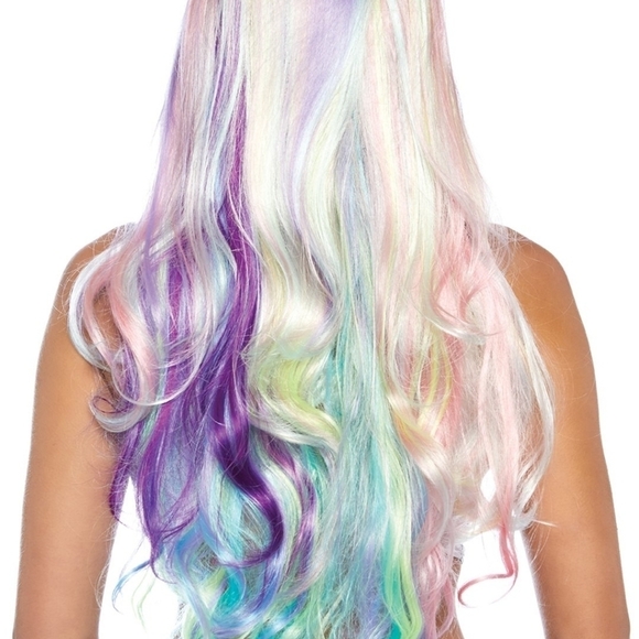 Leg Avenue Pastel Rainbow Long Wavy Synthetic Wig - Picture 3 of 12